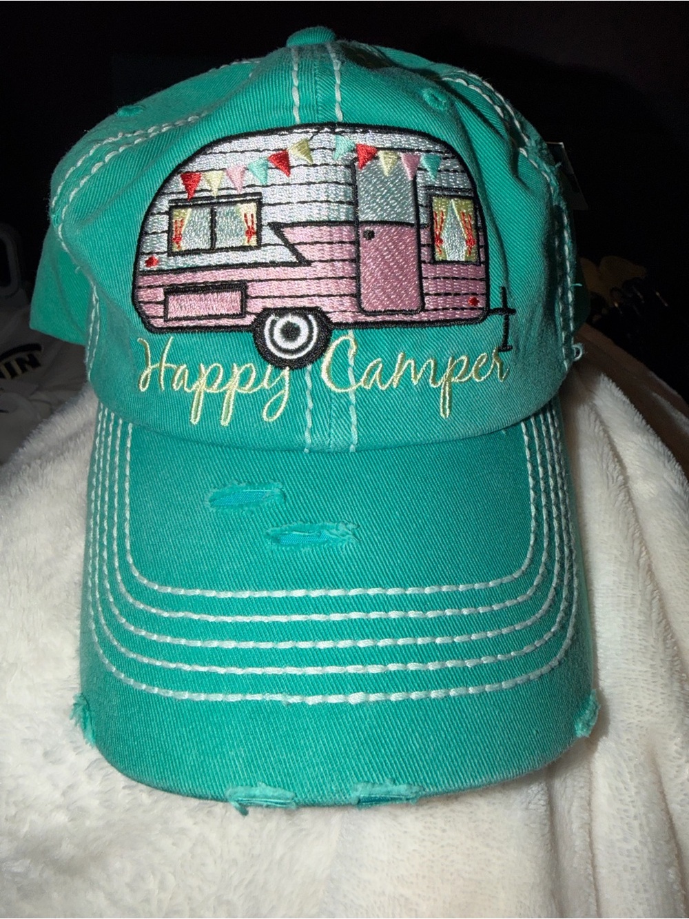 KBETHOS Teal Cap with Pink Camper Embroidery
